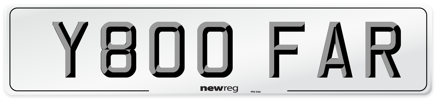 Y800 FAR Number Plate from New Reg